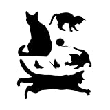 LOORGVEL 2 Blätter PVC Wandaufkleber Abziehbar Selbstklebend für Treppen Schlafzimmer Wohnzimmer Kinderzimmer Dekor Wandtattoo Katzen Silhouetten Schadstofffrei Leicht Entfernbar