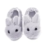 Ipetboom Hausschuhe mit Niedlichem Kaninchen Design Warme Rutschfeste Plüschpantoffeln für Winter Weiche Leichte Kinderhausschuhe Gemütliche Hausschuhe für Drinnen