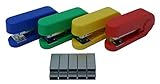 4 Stück allpremio Mini-Heftgerät 25 Blatt Hefter Tacker farbig bunt im Set Blau Rot Grün Gelb skrebba skre-pop inkl 1000 Heftklammern verzinkt 24/6