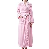 Sunfashion Kleid Seid mit zwei Taschen für Damen, weicher und warmer, doppelseitiger Samt-Bademantel, Schlafanzug und Bademantel für Morgenmantel Damen Große Größen (L)