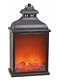 Spetebo Kaminlaterne 45x25 cm mit tanzenden LED Flammen - Kaminfeuer LED Flammeneffekt LED Kamin Feuer Laterne
