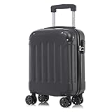 yonsly Koffer Suitcase S Schwarz, Trolley Reisekoffer, Rollkoffer Handgepäck mit 4 Rollen 360°, Hartschalenreisekoffer, Zahlenschloss, Weicher Gummigriff