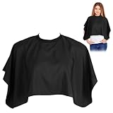 Telooco Wasserdichter Friseurumhang für Erwachsene mit Dauerwelle und Gefärbtes Haar, Verstellbares Nackenband (Schwarz)