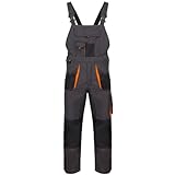 Luckyberg Latzhose Herren | Latzhose, Arbeitshose viel funktionale Taschen. Arbeitslatzhose Herren, Lange Latzhose für die Arbeit Farbe: Grau, Größe: 44-62