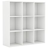 vidaXL Bücherregal mit 9 Fächern Standregal Wandregal Büroregal Regal Aktenregal Bücherschrank Aufbewahrungsregal Weiß 98x29x97,5cm Holzwerkstoff