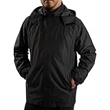 ANAYSN Herren Regenjacke mit Kapuze wasserdicht leichte Jacke und Reißverschlusstaschen Regenmantel für Outdoor-Camping Wandern (schwarz, XL)