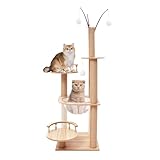 Kratzbaum Katzenbaum Mehrstöckiger Katzenturm 132 cm Stabiler Kletterbaum Hochbelastbar Mit Kratzsäulen Korb Katzenmöbel Gemütlicher Katzenwohnung Großer Katzensitzstange Für 2-3 Katzen Hauskatzen