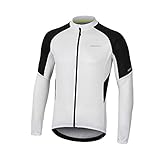 BERGRISAR Herren Radtrikot Fahrradtrikot Langarm Atmungsaktive Leicht Fahrradbekleidung mit 3+1 Reißverschluss Taschen BG012 - Weiß - X-Groß