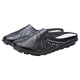 Damen-Pantoletten, atmungsaktiv, bequem, rückenfrei, geschlossen, runde Zehenpartie, Slipper, Leder, flache Halbschuhe, weiche Sohle, rutschfest, orthopädische Sandalen mit Fußgewölbeunterstützung