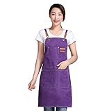 Kochschürze für Männer und Frauen, gekreuzter Rücken, verstellbare Leinen-Arbeitsschürze, Küche, Kochen, Backen, Latzschürze, Grillschürzen, Purple, Einheitsgröße