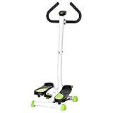 HOMCOM Stepper Fitness Swing Stepper mit LCD-Schirm und Handgriff Hometrainer für Zuhause bis 100 kg Stahl ABS Grün 55 x 44 x 108 cm