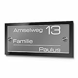 Hochwertiges Namensschild Hausnummer mit Gravur aus Acrylglas - Größen ab 21x10cm - verschiedene Motive - Türschild personalisiert für Haustür mit Namen - Haustürschild Familienschild Haus Garten