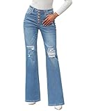Roskiky Baggy Jeans Y2K Zerrissene Damen Weite Schlagjeans Hosen Teenager Mädchen Himmelblau S