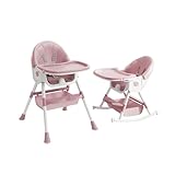 Kinderhochstuhl Mitwachsend, Babyfutterstuhl 0–3 Jahre (max. 15 kg), Hochstuhl Baby, Kombihochstuhl, 2 Höhenstufen, Verstellbare Rückenlehne, 4 Neigungspositionen, PU-Sitz (Rosa - 6 in 1)