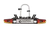 Westfalia Bikelander Fahrradträger für die Anhängerkupplung | Kupplungsträger für 2 Fahrräder | E-Bike geeignet | zusammenklappbar | LED-Hybrid-Leuchten, Schwarz,Silber