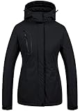 CREATMO US Damen Mountain Wasserdichte Skijacke Winddicht Snowboardjacke Warme Wintermantel Regenmantel, Schwarz, S