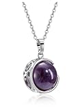 CrystalTears Edelstein Damen Halskette Amethyst Rund Kugel Anhänger mit Kette Heilstein Kristalle Glückskette Amulett spirituelle Schmuck Geschenk