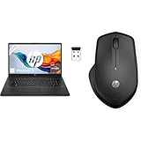 HP Laptop mit 17,3 Zoll FHD Display, AMD Ryzen 7 7730U, 16 GB DDR4 RAM, 512 GB SSD, AMD Radeon-Grafik, Windows 11, QWERTZ Tastatur, Schwarz 280 Silent Wireless Maus, Schwarz