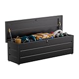 FlairVibe Gartenbox aus Metall in Schwarz 550L | Outdoor Kissenbox für den Garten mit Rostfeste Beschichtung | Outdoor Aufbewahrungsbox/Auflagenbox wasserdicht für Kissen - 180x52x60cm