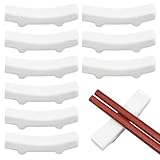PLIGREAT 10 Stück weißes Porzellan Stäbchen Halter Chinesisch Keramik Essstäbchen Halter Essstäbchen Rack für chinesische Lebensmittel Japanisch Restraurant Küchen Löffel Gabel Stand Tischdekoration