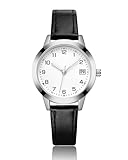CIVO Damen-Uhr Schwarz-Leder Damenuhr-Analog Wasserdicht-Klein - Ziffernblatt Design Armbanduhr Frauen Quarz Datum Elegant Damenuhren