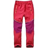 Jogwits Softshellhose Kinder Jungen Mädchen - Winter Schneehose Outdoorhose Gefüttert Wasserdicht Arbeitshose, Trekkinghose, Skihose - Rot Lila