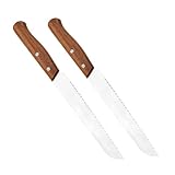 Holibanna 2 Stück Brotmesser Mit Langem Griff Steakmesser Mit Holzgriff Braune Steakmesser Sauerteigmesser Zum Schneiden Manueller Brotschneider Brotschneidemesser Rostfreier Stahl
