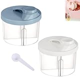 MXYZQDE 2 Stück Milchpulver Aufbewahrungsbox, Milchpulver Portionierer mit 5g Messlöffel, Drehbare Pulver Behälter für Traveling/Visiting/Shopping