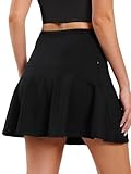 Soudittur Damen Tennisrock mit Innenhose Tennis Skort mit Taschen Golfrock Sommerrock für Outdoor Radfahren Wandern Laufen (DE/NL/SE/PL, Alphanumerisch, S, Regular, Regular, Schwarz)