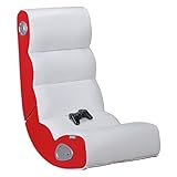 Wohnling® Soundchair in Weiß Rot mit Bluetooth | Musiksessel mit eingebauten Lautsprechern | Multimediasessel für Gamer | 2.1 Soundsystem - Subwoofer | Music Gaming Sessel Rocker Chair