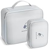 AiQInu Medikamententasche, 2 Stück Reiseapotheke Tasche Wasserdicht, Große & Klein Medikamententasche Reise, Tragbar Medizin Aufbewahrungstasche für Home Office Reisen