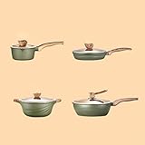 4-teiliges Kochgeschirr-Set Maifan Stein Antihaft Topf Suppentopf Pfanne Bratpfanne Haushalt Küchenutensilien Topfset (Argento wie das Bild zeigt)