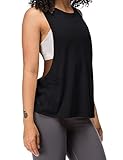 Damen Trainieren Fitness Tanktops Abgeschnitten Ärmellos Fitnessstudio Yoga Betrieb Sportlich Hemden Schwarz L
