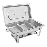 TouSuaRSi Speisewärmer Chafing-Dish 3 Grid Professionelle Chafing Dish Speisewärmer Chafing Dish Set Behälter Rechteckige Catering Chafer Warmer Set für Catering Buffet und Party 3 X 2.5L