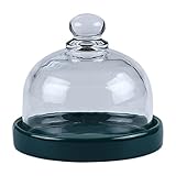Cabilock Glasglocke Kuchenglocke Glas Haube Käseglocke mit Keramik Teller Tortenplatte Haube Servierplatte mit Glashaube Mini Käseplatte Käse Brett Kuchen Abdeckung Kuchenglocke