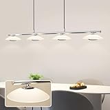 ZMH Hängelampe LED Pendelleuchte Esstisch - Hängeleuchte Wohnzimmer Glas Modern Design Esszimmer 4 Flammig 3000K Warmweiß Esszimmerlampe Chrom Metall Pendellampe für Schlafzimmer Küche