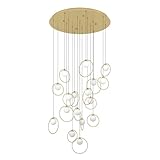 EGLO LED Pendellampe Portocolom, elegante Pendelleuchte, Cluster Hängeleuchte aus Metall in Messing und Glas in Opal-matt, Hängelampe warmweiß, Ø 78 cm