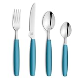 Beckmann & Rommerskirchen 2515 VALOA Besteck Set 4 Personen | 16-teilig | Petrol | Spülmaschinenfest | Hochglanzpoliert | Essbesteck: 4x Messer, Gabel, Esslöffel, Kaffeelöffel