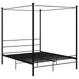 vidaXL Himmelbett Metallbett Bett Doppelbett Bettrahmen Bettgestell Lattenrost Schlafzimmermöbel Schlafzimmerbett Schwarz Metall 160x200cm