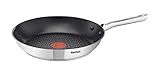 Tefal Duetto Pfanne 24 cm, Edelstahlpfanne Induktion, sichere Antihaftversiegelung, Thermo-Signal bei idealer Brattemperatur, gesundes Kochen, für alle Herdarten geeignet, A70404