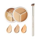 3 In 1 Concealer Palette, 3 Farben Concealer Creme, Full Cover Concealer mit Brush, High Coverage Gesicht Concealer für Wasserdicht Lang Anhaltendes, für Kaschiert Makel, Verfärbungen & Rötungen