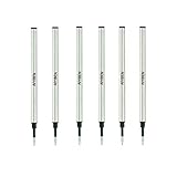 Tintenroller-Mine 4,37''，Roller Ball Fine Point 0,5 mm, German Ink Refill Packung mit austauschbaren Kugelschreiber Refills Medium Point(6er Pack) (schwarz)