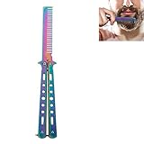 Butterfly Trainer,Rainbow Butterfly Messer,Butterfly Trainingsmesser,Butterfly Messer Knife Trainer,Butterfly Trainer Kamm Butterfly Trainingsmesser für AnfäNger Flipping-Tricks üBt Faltbarer Trainer