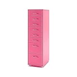 Boston Rollcontainer aus Stahl mit 8 Schubladen zum Abheften, rosa Schubladenschrank für Büro, 28,9 x 40,6 x 107,9 cm