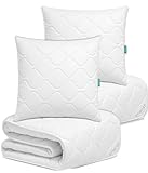 KNERST Bettdecke Und Kissen Set - 135x200 cm, Weiß, 4-teilig, Made in Europe