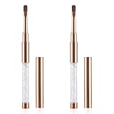 Piriuuo 2 Stück Gel Pinsel Für Nägel, Nagel Pinsel mit Deckel Gel Pinsel Nageldesign Pinsel Nagelbürste Nagel Pinsel Nagel Zubehör UV Strassgriff Gel Nagelkunstpinsel Malpinsel Werkzeug für Frauen