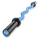 E.T.ENERGIC Olympische EZ Curlstange, 119,4 cm, Kapazität von 227 kg, blauer Schaft und schwarze Chromhülsen, gerändelter Griff, 5,1 cm Platte, kompatibel für Gewichtheben, Krafttraining, Heim- und