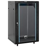 vidaXL 18U Netzwerkschrank, Serverschrank mit Rollen, Datenschrank Abschließbar, Server Schrank Freistehend Abnehmbare Seitenteile, 19' IP20