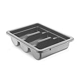 Zilpoo - Kommerzieller Besteckkasten, 3 Fächer, Restaurant-Küche, Besteck-Aufbewahrungsbehälter, Kunststoffbehälter, Gewürzhalter, Utensilien-Organizer-Box (grau)