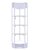 Luxus-Eckvitrine mit abschließbarer Tür, Glas-Sammlerstücke, Vitrine für Büro/Schlafzimmer, elegante stehende Bücherregale – Montage erforderlich